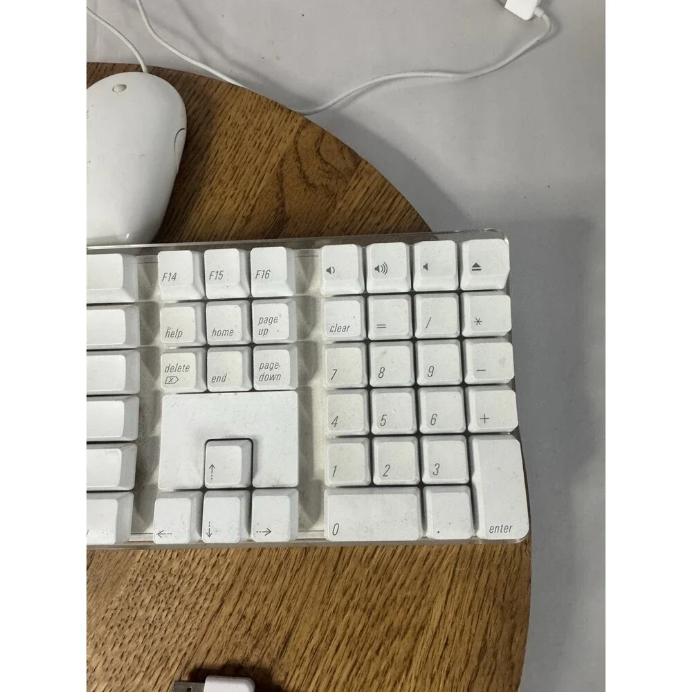 Vintage Apple A1048 Wired USB Keyboard A1152 Mighty Mouse White Mac Combo